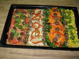 Pizza vegana de colores